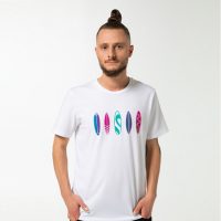 Spangeltangel Surfboard T-Shirt, Siebdruck, Irisdruck, Herrenshirt, Bio-Baumwolle bedruckt