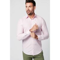 SKOT Fashion Nachhaltige Langarm Herren Hemd Apple und Pink Business