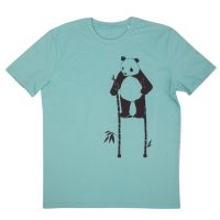 päfjes Pow Panda auf Stelzen – Fair Wear Bio Männer T-Shirt – Teal Monstera