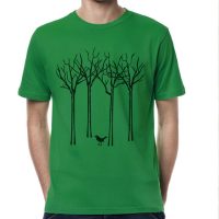 Picopoc Vogel im Wald T-Shirt für Männer in Grün & Schwarz