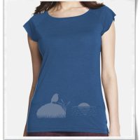 Picopoc VOGEL BEI SONNENUNTERGANG / Denim-Blau & Grau / Bambus T-Shirt