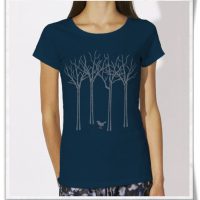 Picopoc T-Shirt für Frauen Vogel im Wald in Navy / Dunkelblau