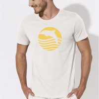Picopoc T-Shirt Delfin / Sonnenaufgang mit Delphin in weiss