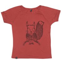 päfjes Ella Eichhorn – Fair gehandeltes Modal Rolled Sleeve Frauen T-Shirt – Marsala