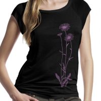 Picopoc Blumen Bambus-T-Shirt / Top in Schwarz & Violet