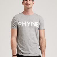 PHYNE Graues Herren T-Shirt mit Aufdruck, aus Biobaumwolle
