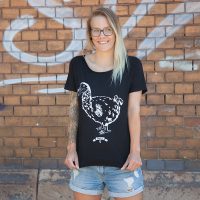 päfjes Vogel Dodo Polly – Fair gehandeltes Frauen T-Shirt – Slub Black