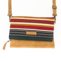 Damen Tasche Umhängetasche Clutch „Woven Lea Flap Bag“ Leder/Baumwolle