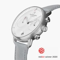 Pioneer – Weißes Ziffernblatt – Silber | 42mm Armband Veganes Leder Raues Grau