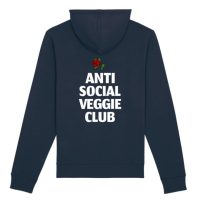 Plant Faced Clothing Damen vegan Hoodie Anti Social Veggie Club Dunkelblau