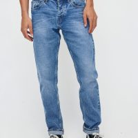 Kuyichi Herren vegan Jeans Regular Slim Jim Orange Selvedge Antique Blue