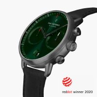 Pioneer – Green Sunray Ziffernblatt – Anthrazit | 42mm Armband Veganes Leder Schwarz