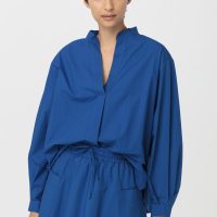 hessnatur Damen Bluse aus Bio-Baumwolle – blau –