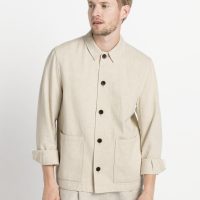 hessnatur Herren Hemd-Jacke aus Bio-Baumwolle mit Leinen – natur –