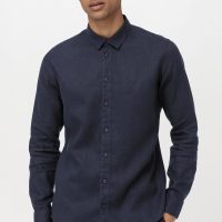 hessnatur Herren Hemd Regular Fit aus Bio-Leinen – blau – Größe XL ()