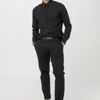 hessnatur Herren Hemd Regular Fit aus Bio-Leinen – schwarz – Größe M ()