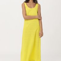 hessnatur Damen Jersey-Kleid aus Hanf – gelb –