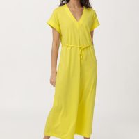 hessnatur Damen Jersey-Kleid aus Bio-Baumwolle – gelb –