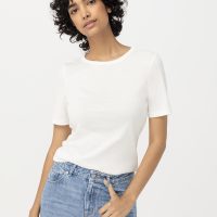 hessnatur Damen Kurzarm-Shirt aus Bio-Baumwolle – weiß –