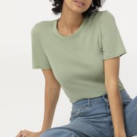 hessnatur Damen Kurzarm-Shirt aus Bio-Baumwolle – grün –