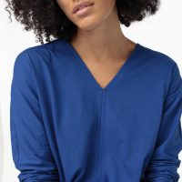 hessnatur Damen Langarm-Shirt aus Bio-Baumwolle – blau –