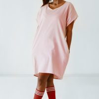 The Driftwood Tales Damen vegan Kleid Oversize T-Shirt Rosa