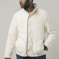 Brava Fabrics Herren vegan Jacke Fleece Off White