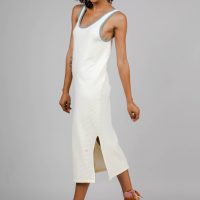 Brava Fabrics Damen vegan Kleid Jersey Lang Weiß