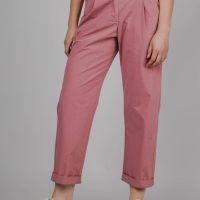 Brava Fabrics Damen vegan Chino Hose Elastic Pleated Dusty Pink