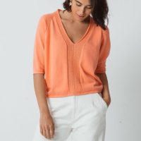 SKFK Damen vegan Pullover Auza Coral – Skfk Rosa/Orange
