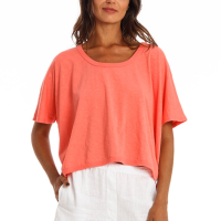 RAVENS VIEW IBIZA Damen vegan T-Shirt Quadrat Koralle Rosa