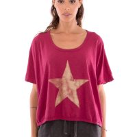 RAVENS VIEW IBIZA Damen vegan T-Shirt Star Granat Rot