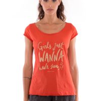 RAVENS VIEW IBIZA Damen vegan T-Shirt Girls Just Wanna… Terrakotta Orange
