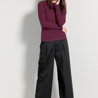 hessnatur Damen Ripp-Pullover aus Leinen mit Bio-Baumwolle – lila –