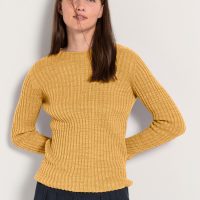 hessnatur Damen Ripp-Pullover aus Leinen mit Bio-Baumwolle – gelb –