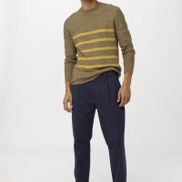hessnatur Herren Streifen-Pullover aus Leinen mit Bio-Baumwolle – beige –
