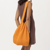 hessnatur Damen Stricktasche aus Bio-Baumwolle – orange – x69 cm