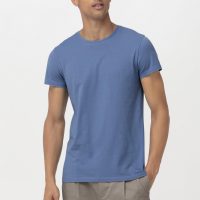 hessnatur Herren T-Shirt Zwirnjersey aus Bio-Baumwolle – blau –