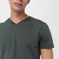 hessnatur Herren V-Shirt aus Bio-Baumwolle – grün –