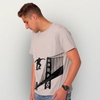HANDGEDRUCKT „Golden-Skate-Bridge“ Männer T-Shirt