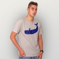 HANDGEDRUCKT „Cowboy und Wal“ Männer T-Shirt