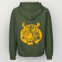 HANDGEDRUCKT „Tiger“ Männer Zip Hoody aus reiner Biobaumwolle (kbA)
