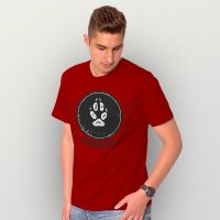 HANDGEDRUCKT „Trittsiegel Rotfuchs“ Männer T-Shirt reine Biobaumwolle (kbA)
