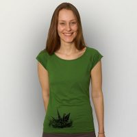 HANDGEDRUCKT „Origami-Kranich“ Bamboo Frauen T-Shirt