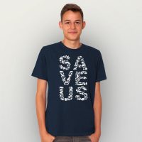 HANDGEDRUCKT „Save us “ Männer T-Shirt reine Biobaumwolle (kbA)