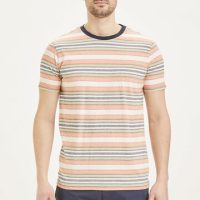 KnowledgeCotton Apparel Herren T-Shirt „ALDER striped tee“ – GOTS/Vegan, Abricut Buff