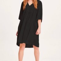 KnowledgeCotton Apparel Midi Kleid – HEATHER cotton crepe A-shape dress – aus Bio-Baumwolle