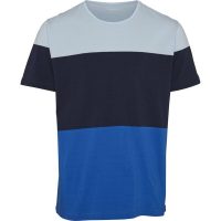 KnowledgeCotton Apparel T-Shirt – Block striped cut and sew – Olympia Blue