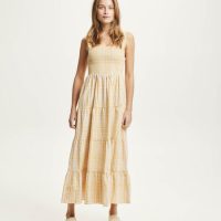 KnowledgeCotton Apparel Kleid – Smock check dress – aus Tencel und Biobaumwolle