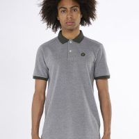 KnowledgeCotton Apparel Melange T-Shirt – Yarn dyed badge polo – aus Bio – Baumwolle